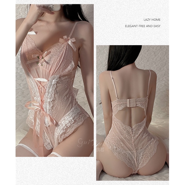 Bộ ngủ sexy jum đính hoa cài sau 5137