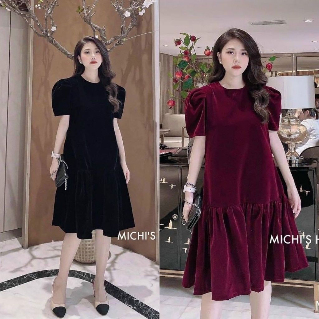 Đầm bầu thời trang thiết kế MB202 chất lụa nhung freesize từ 45 đến 70kg