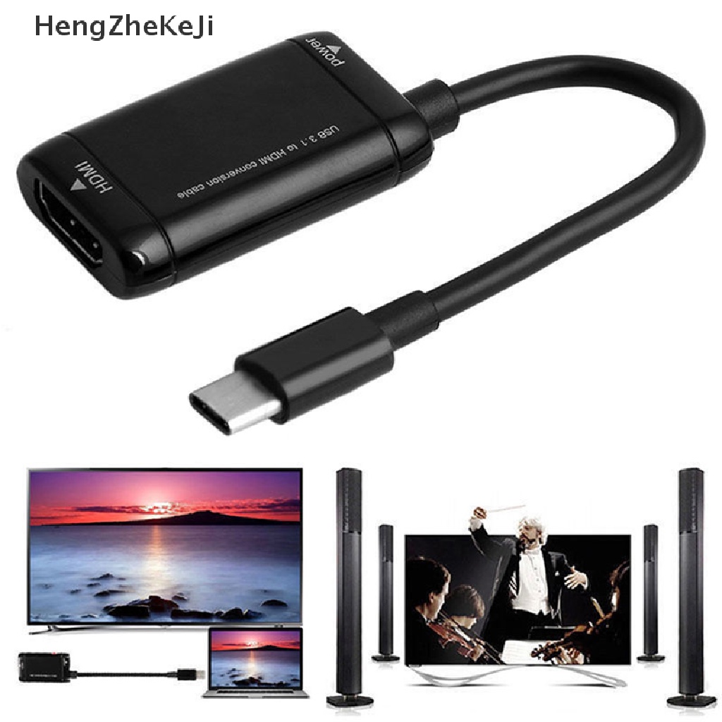 USB-C Type C to HDMI Adapter USB 3.1 Cable For MHL Android Phone Tablet Black Hhe