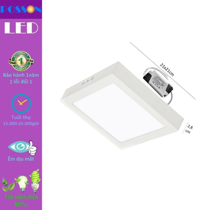 ĐÈN LED ỐP TRẦN 18W VUÔNG ỐP NỔI