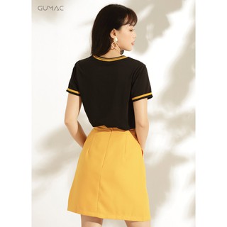 Chân váy nữ phối nút bọc GUMAC CV10936_VANG