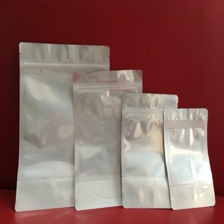 1kg Túi zip đáy đứng, túi zipper mặt bạc mặt trong