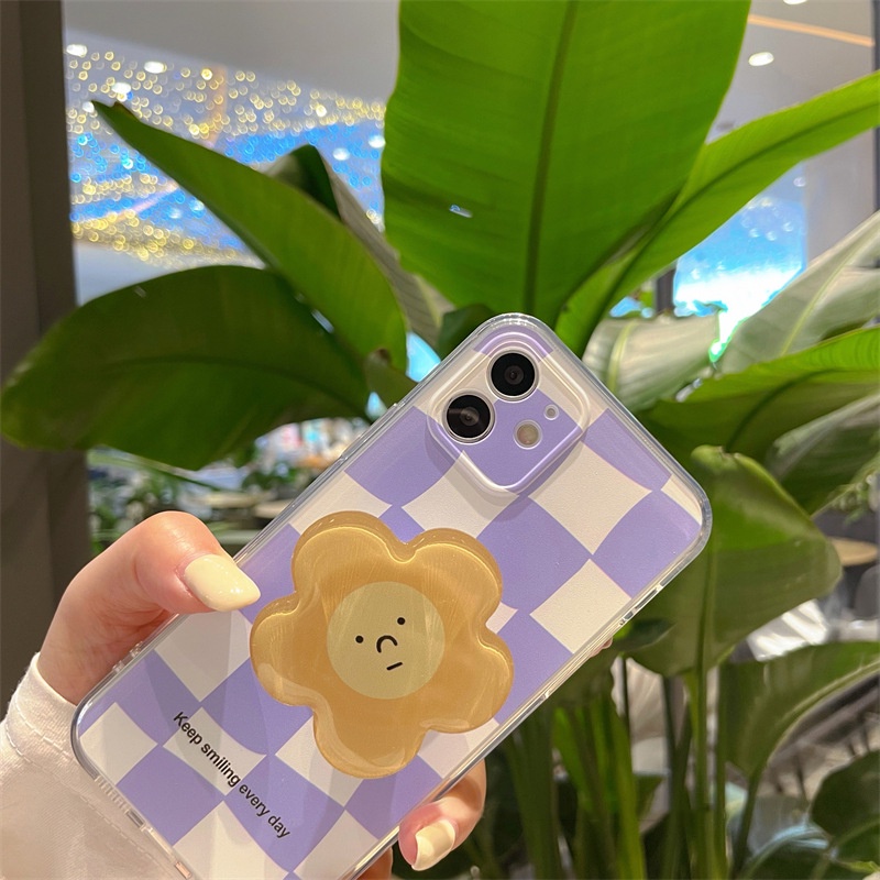 Ốp điện thoại TPU màu tím đính hoa thích hợp cho IPhone 11 Pro Max X Xr Xs Max 7 8 Plus Se 2020 12 Pro Max 12