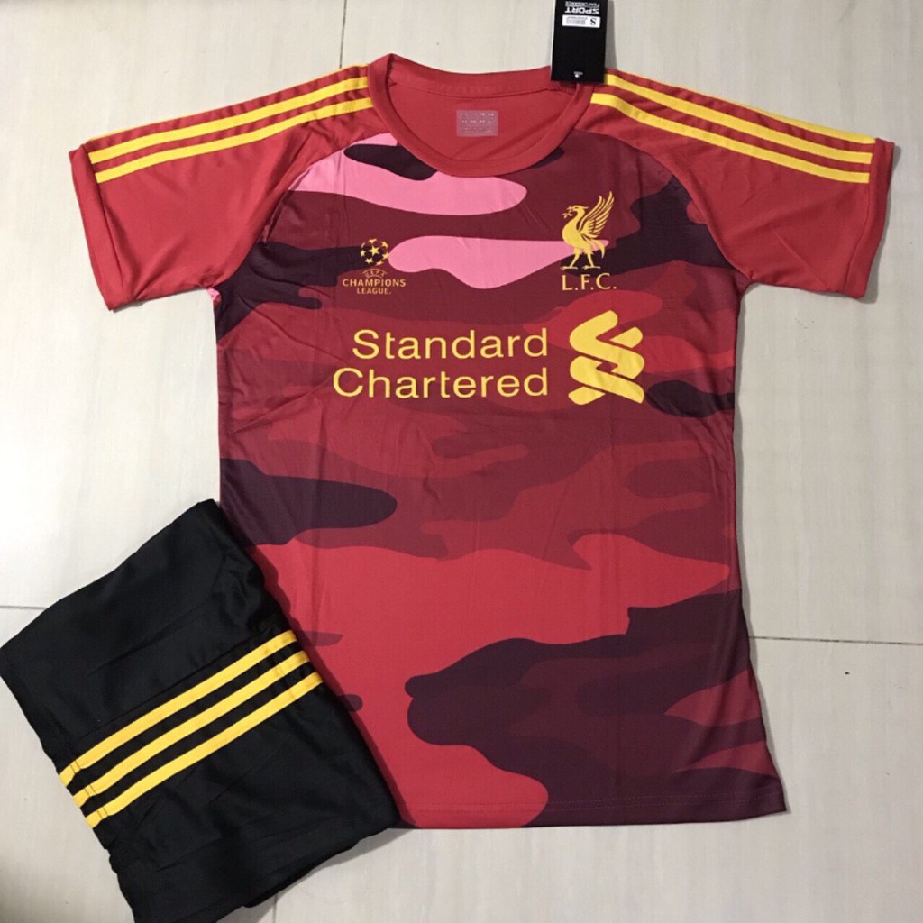 Bộ Quần Áo Thun Thể Thao Nam Ngắn Tay CLB LIVERPOOL Thun Lạnh Cao Cấp Thái Lan - Màu Đỏ Rằn Ri pp Bởi Sport Trend
