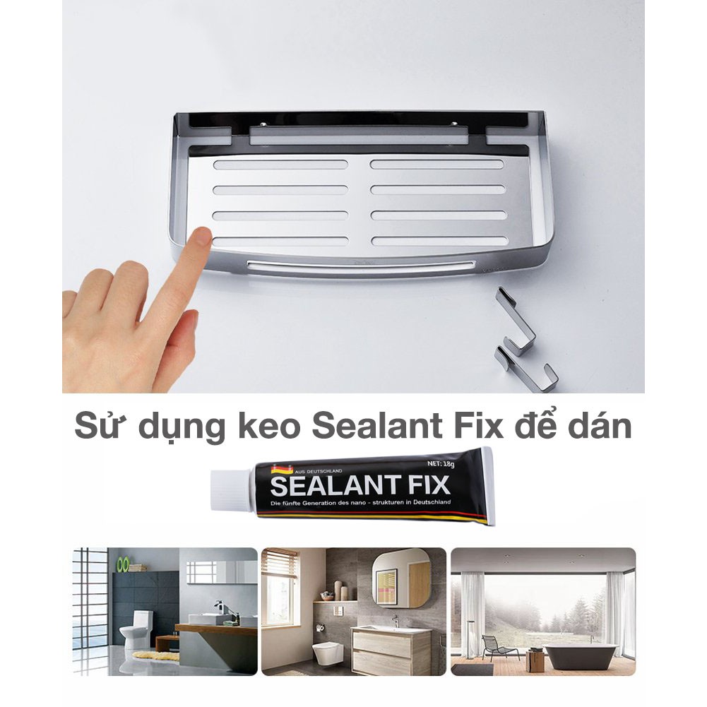 Kệ dán tường nhà tắm chữ nhật HOBBY Home Decor KCN1 inox 304 bóng không rỉ sét - kèm keo dán gạch và đinh ốc | BigBuy360 - bigbuy360.vn