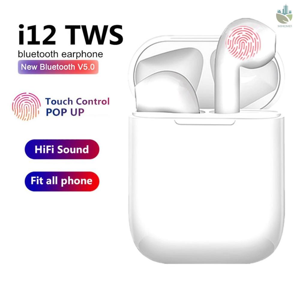 M i12 TWS BT Earphones BT 5.0 Touch Popup Headset HiFi Sound Headphones Sports Business Headphone Handsfree With Mic For iPhone Huawei Samsung Phone