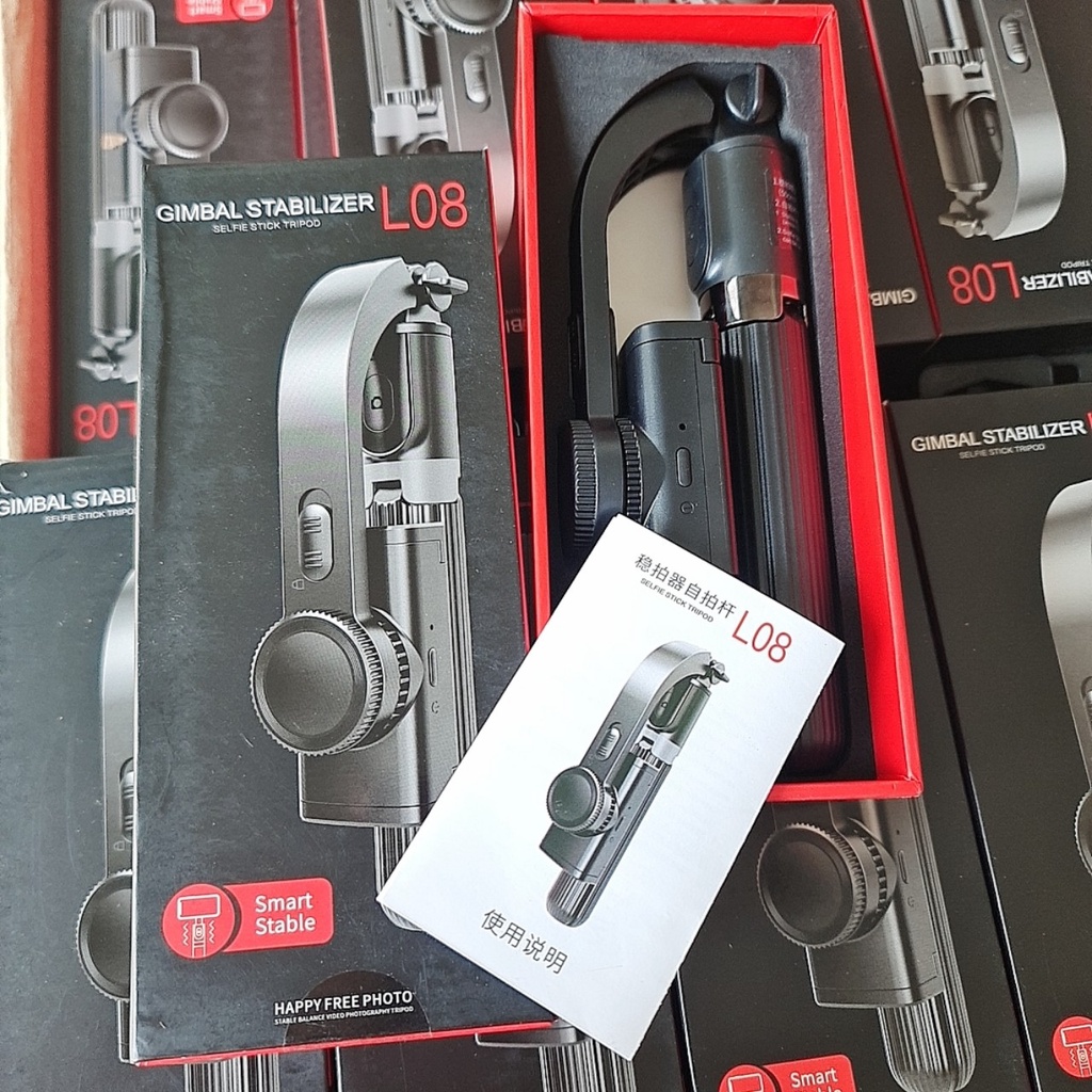 [HÀNG HÓT] Gậy chống Rung Gimbal Stabilizer L08, Có 3 chân đỡ, kèm nút bấm BLT hàng cao cấp sịn sò | BigBuy360 - bigbuy360.vn