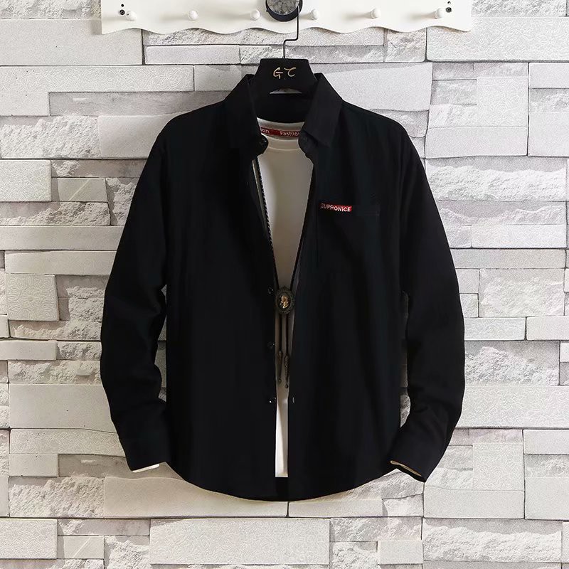 2019 new Embroidery letters fashion trend Long-sleeved shirt Men Loose
