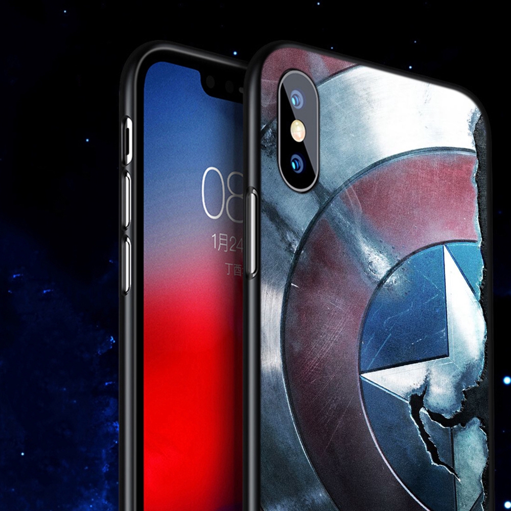 Ốp điện thoại dẻo họa tiết khiên của siêu anh hùng Captain cho IPHONE 6 6S 7 8 PLUS X XR XS 11 PRO MAX SE 2020