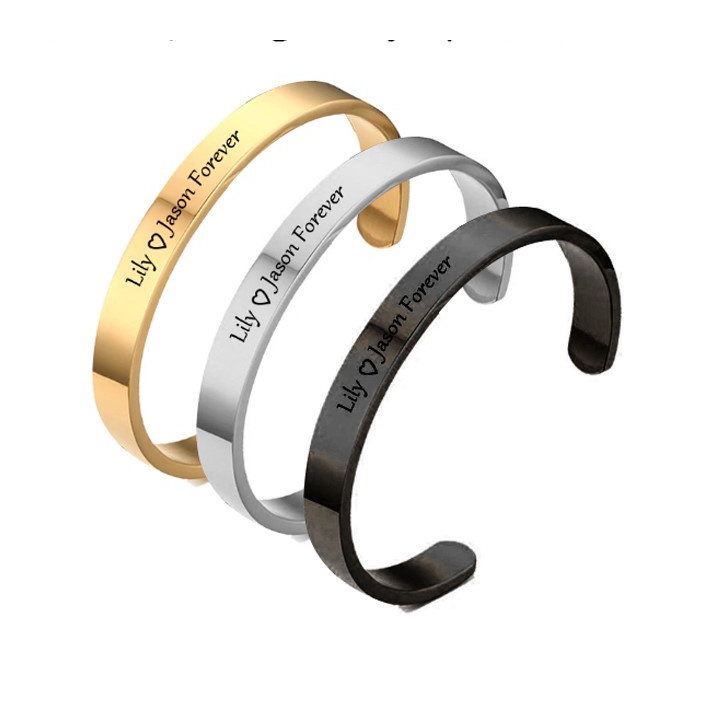 Vòng tay titan bản 6mm 8mm TRƠN không gỉ MIỄN PHÍ khắc chữ theo yêu cầu