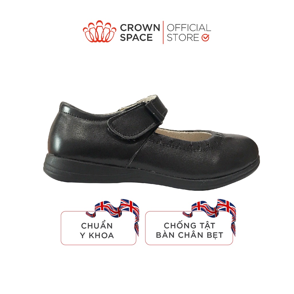 Giày Búp Bê Đi Học Bé Gái Crown Space UK School Shoes CRUK3040 Cao Cấp Nhẹ Êm Thoáng Mát Size 30-36/4-14 Tuổi