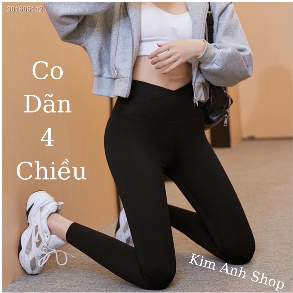 Quần Legging Nữ⚡Tôn Dáng⚡Quần Legging Cạp Cao Gel Bụng Chất Cotton Co Dãn 4 Chiều Mã L02_Kim Anh Shop