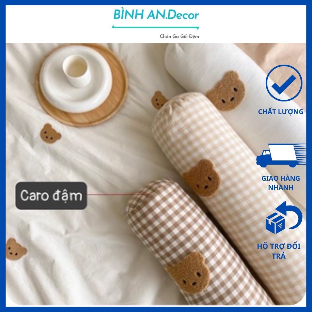 Gối ôm gấu ôm, gối ôm Cotton hữu cơ 100% dịu nhẹ an toàn cho bé