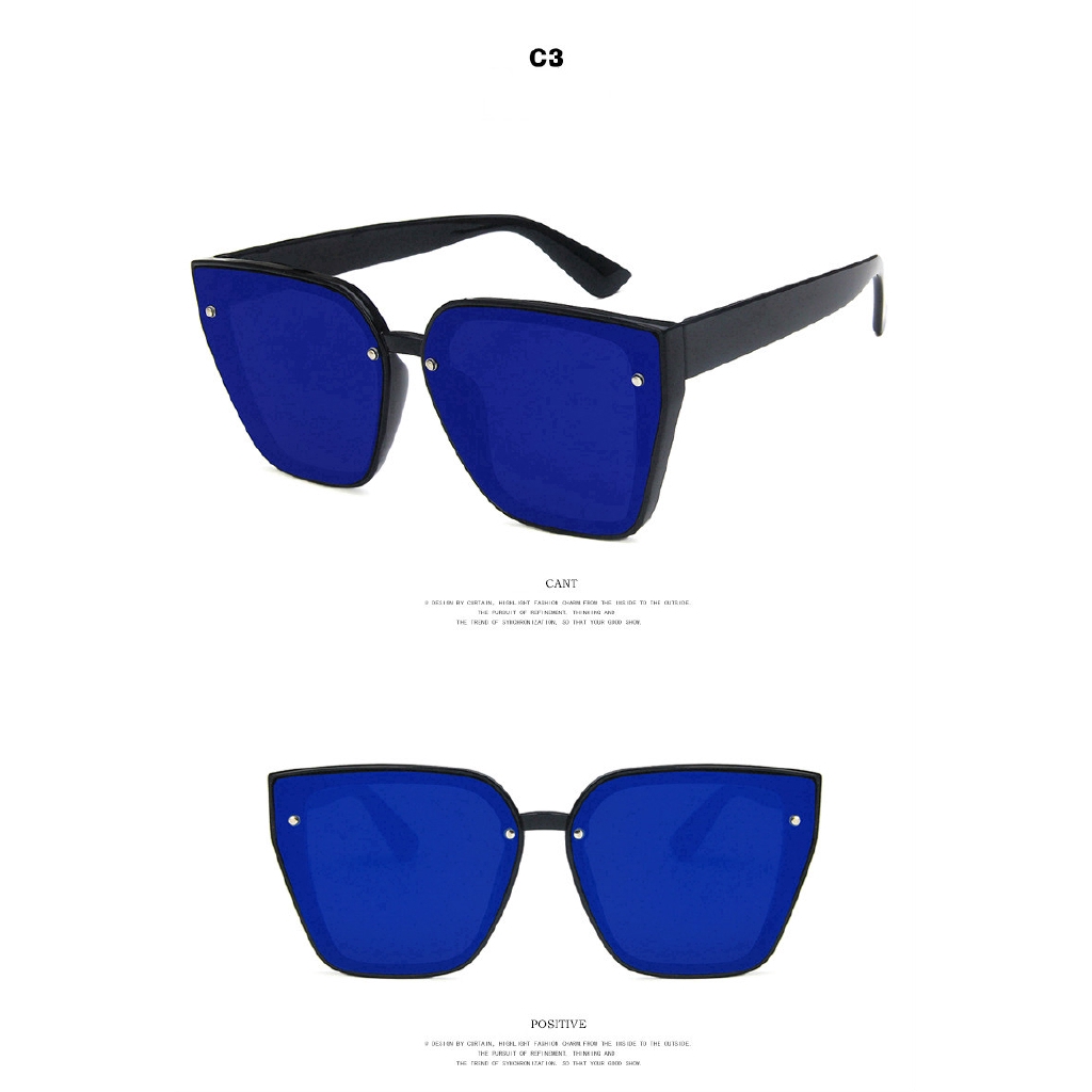 Kính mát  Thời trang mới đinh tán vuông đơn giản nam nữ hoang dã khung lớn