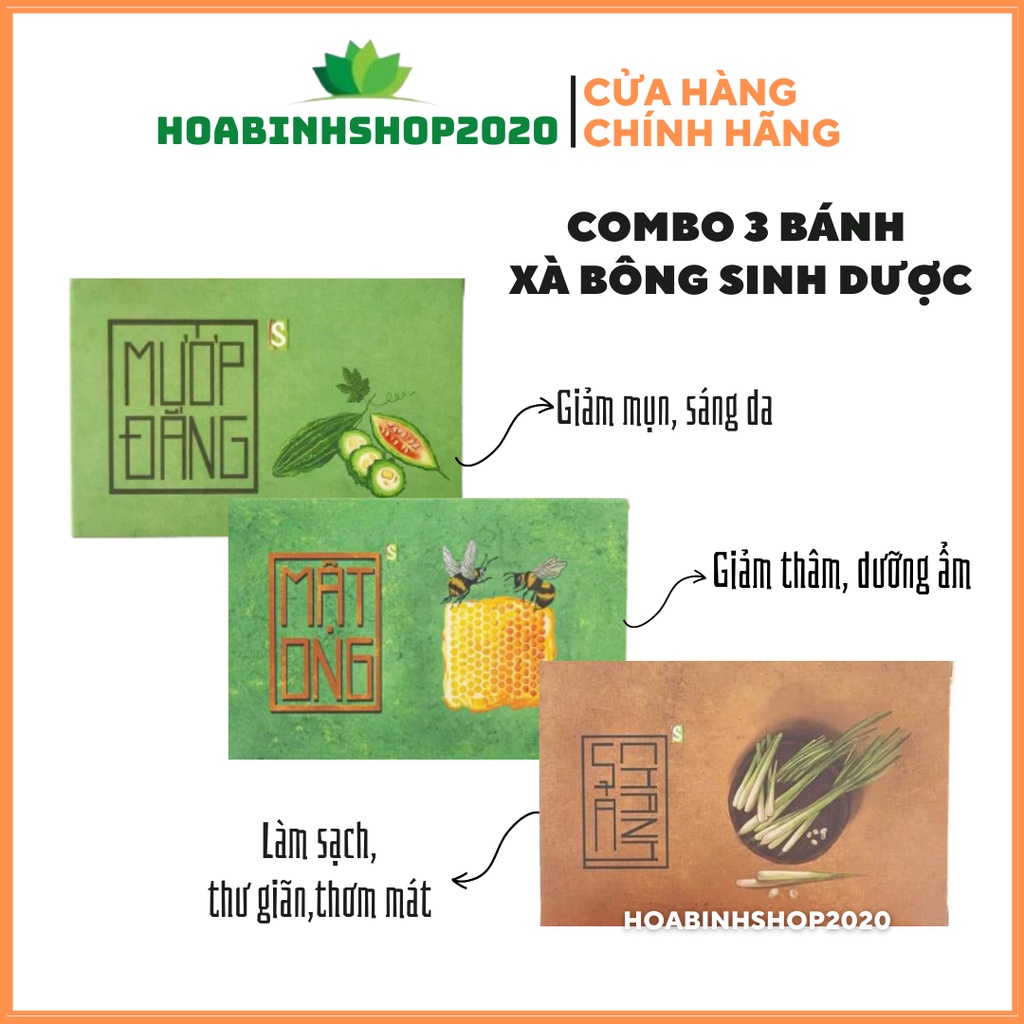 [CHÍNH HÃNG] Combo 3 Bánh Xà Bông (Dưỡng Da, Ngừa Mụn, Ngừa Thâm) tặng 2 túi lưới