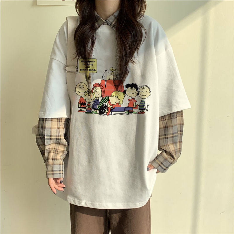 2021 spring and summer simple white short sleeve t-shirt female student loose and versatile boudoir clothes Harajuku cartoon top