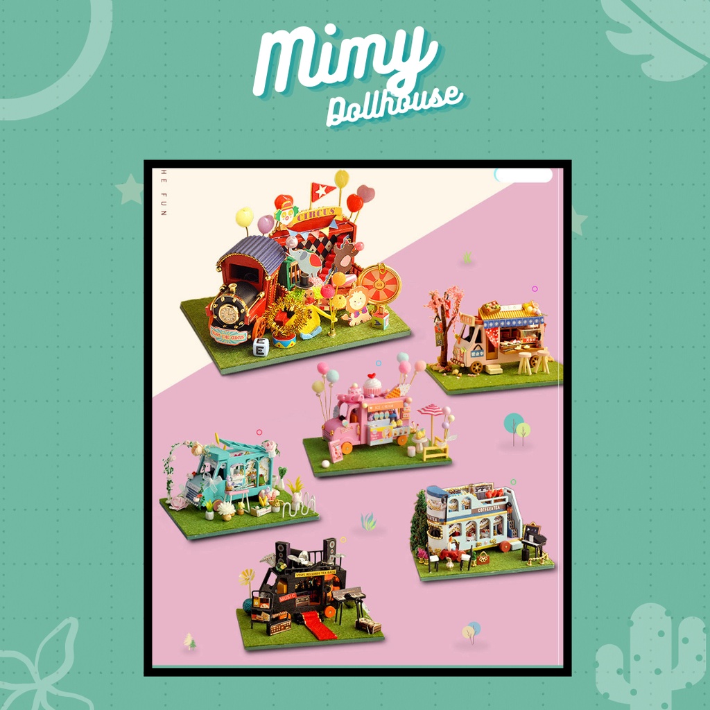 (Tặng mica, keo dán chuyên dụng, đèn) Mô hình nhà búp bê gỗ Mini Car Shop series tự lắp ráp DIY dollhouse