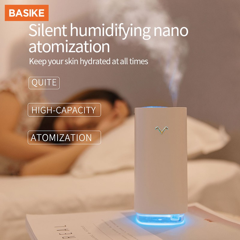 Máy làm ẩm không khí BASIKE JSQ03 có đèn LED màu cầu vồng dung tích 320ML