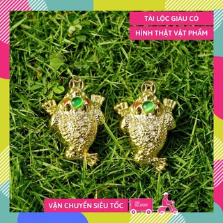 Cóc vàng THIỀM THỪ phong thủy Thần Tài - Đồng 5x2,5cm