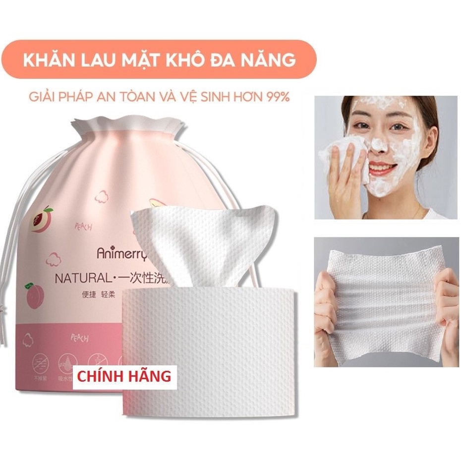 Khăn mặt cuộn Animerry có thể lau khô, lau ướt, tẩy trang - Giấy cuộn lau mặt dùng một lần tiện dụng 100% bông tự nhiên