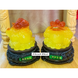 Cặp cóc ngậm tiền tỳ hưu phong thuỷ, cóc thềm thừ cao 16cm