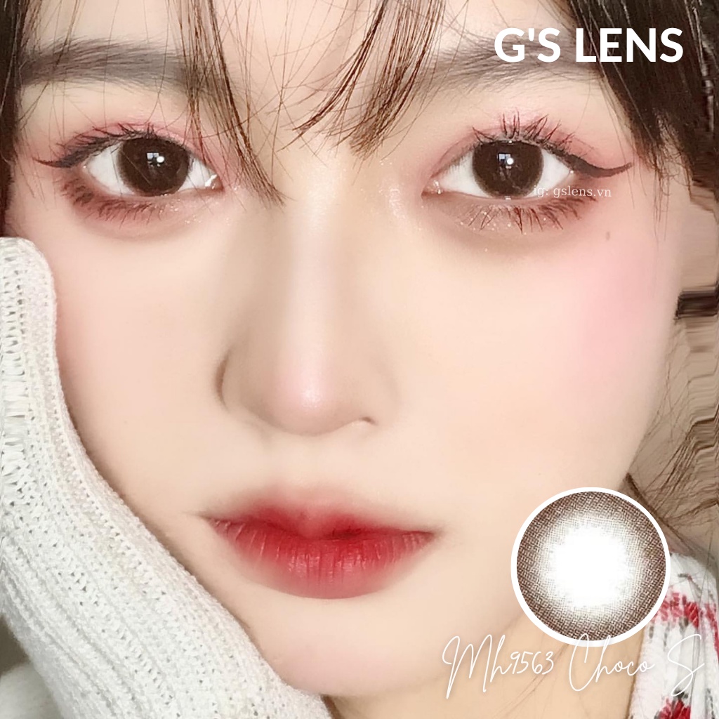 Lens Mắt Kính Áp Tròng Nâu Choco Giãn Nhẹ Size S 14.2mm Có 0 Đến 6 Độ Cận Mh9563 Choco