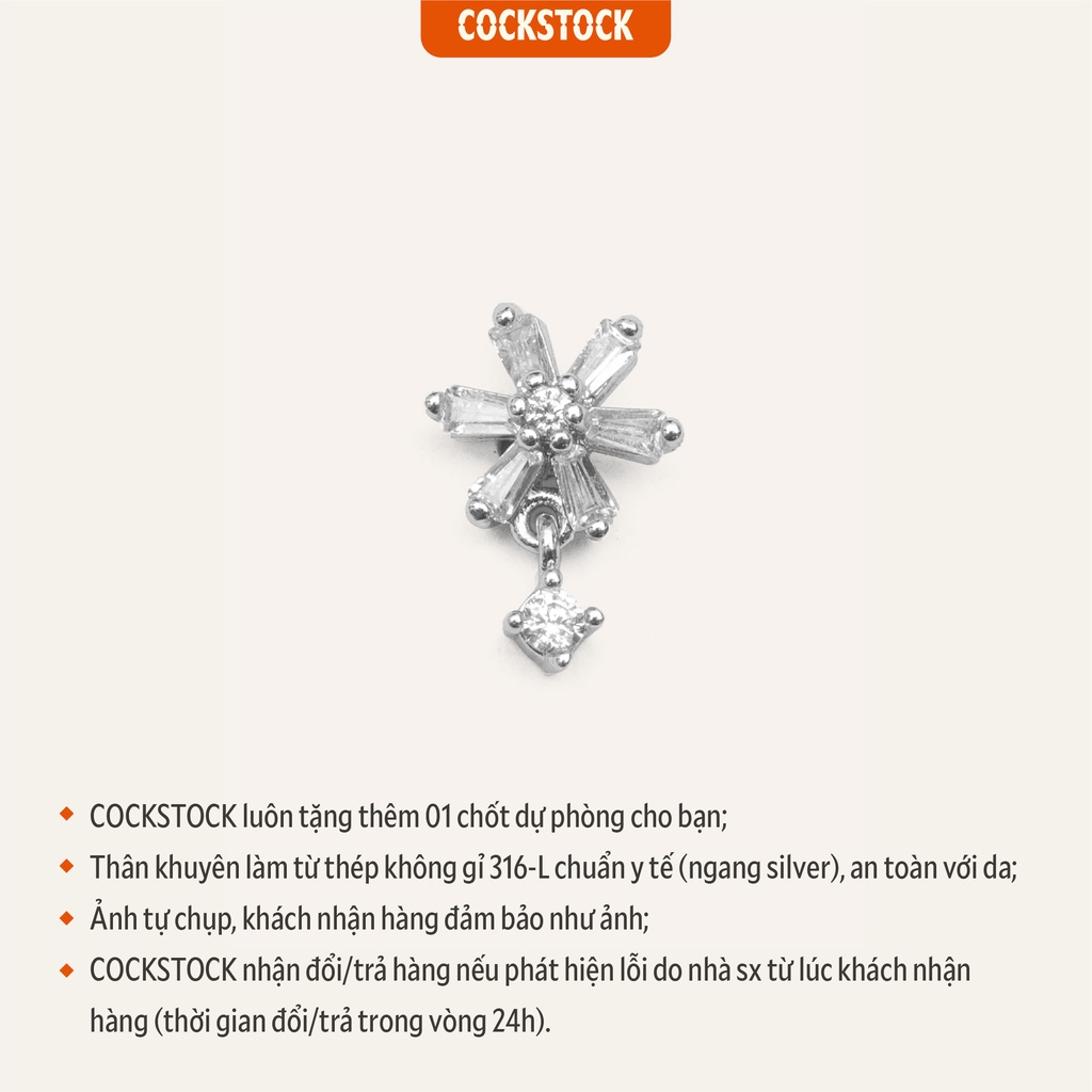 Khuyên tai đá Peony CockStock