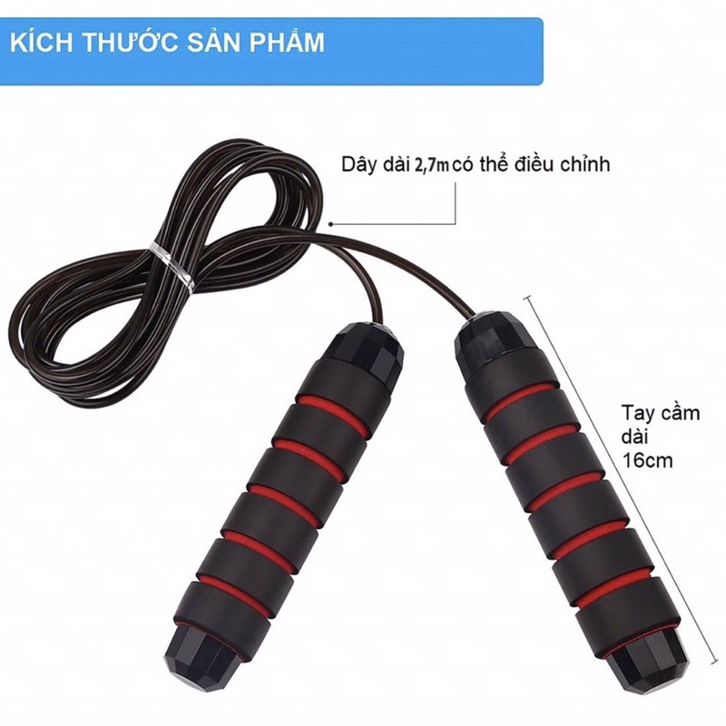 Dây nhảy tập thể dục lõi thép có thể điều chỉnh độ dài, Dây nhảy thể lực (tặng thước dây đo)