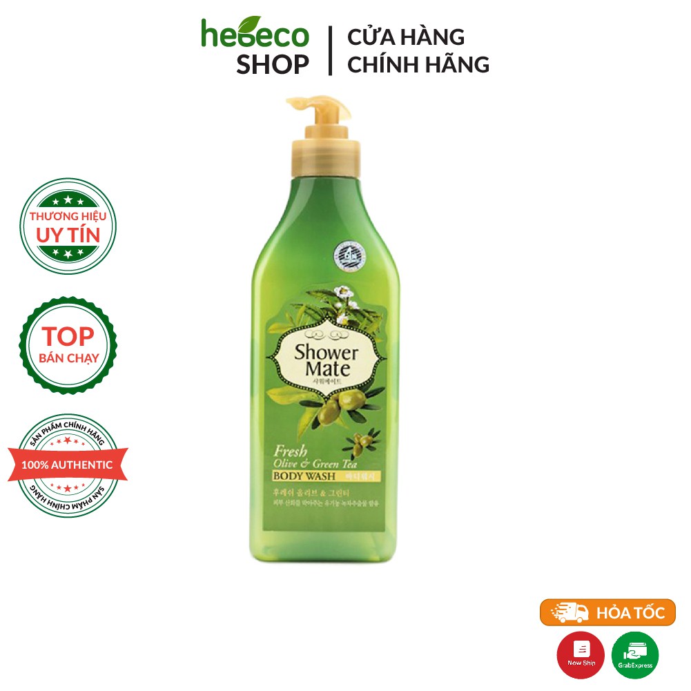 Sữa tắm dạng Gel giảm thiểu quá trình lão hóa da Showermate Olive and Green Tea 550ml -  Hàn Quốc Chính Hãng