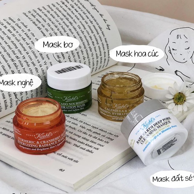 Bộ Mask Kiehl's mini 14ml (Mask đất sét, Mask nghệ, Mask cúc, Mask bơ)