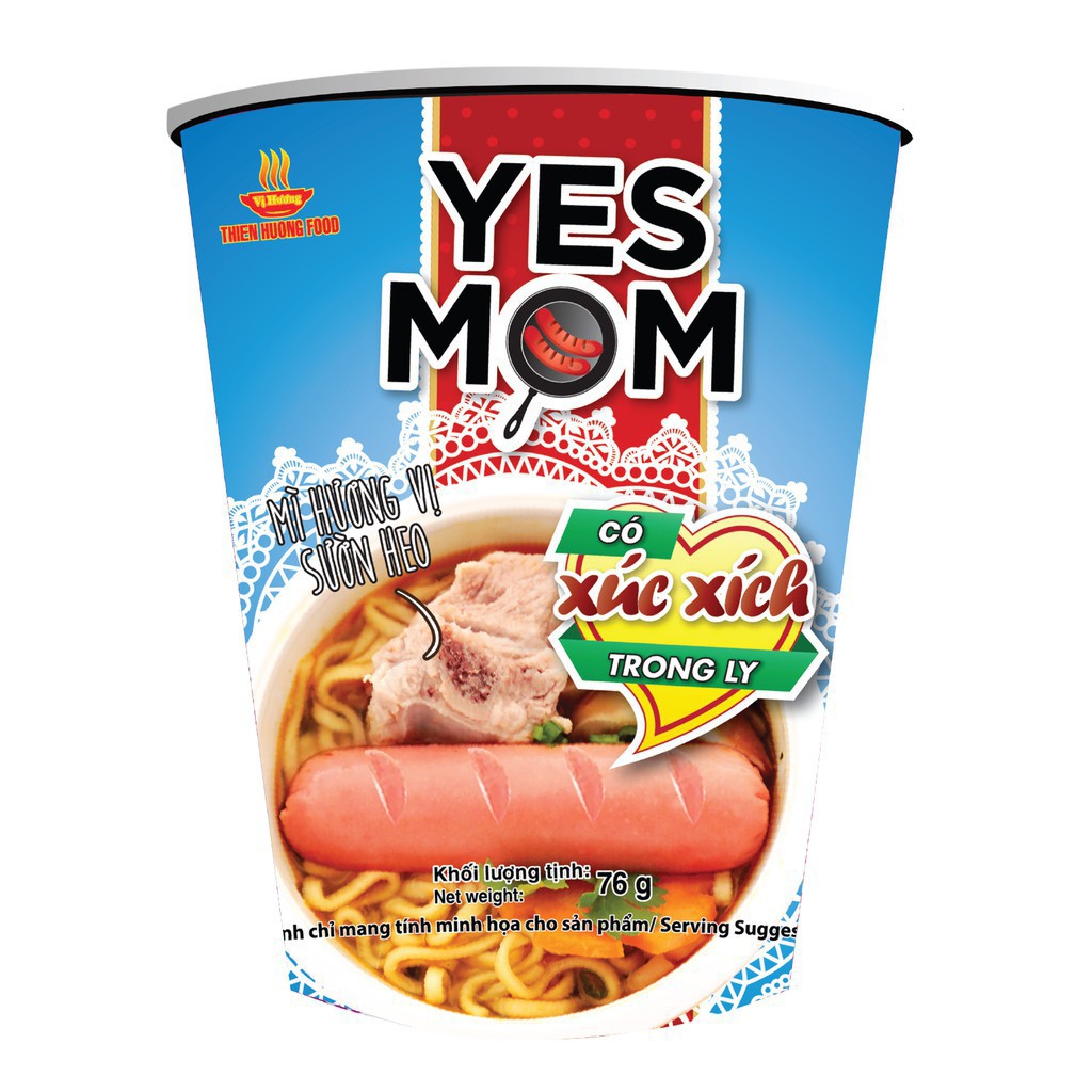 Mì Ly Xúc Xích Yes Mom có xúc xích trong ly