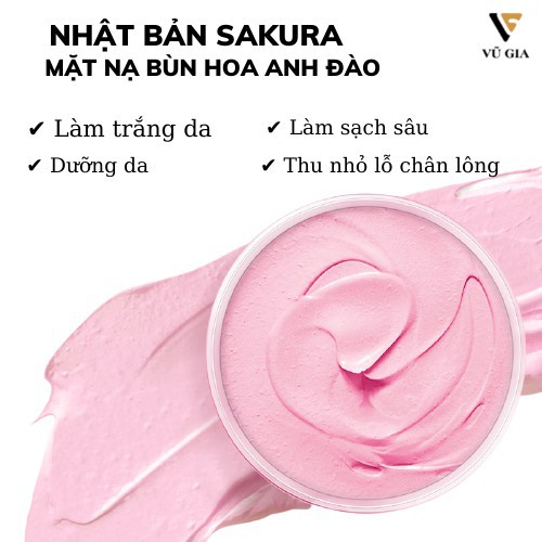 Mặt Nạ Đất Sét, Mặt Nạ Bùn Đất Sét Hoa Anh Đào LAIKOU Dưỡng Trắng Dưỡng Ẩm Loại Bỏ Mụn Đầu Đen Giúp Da Mịn Màng 80g