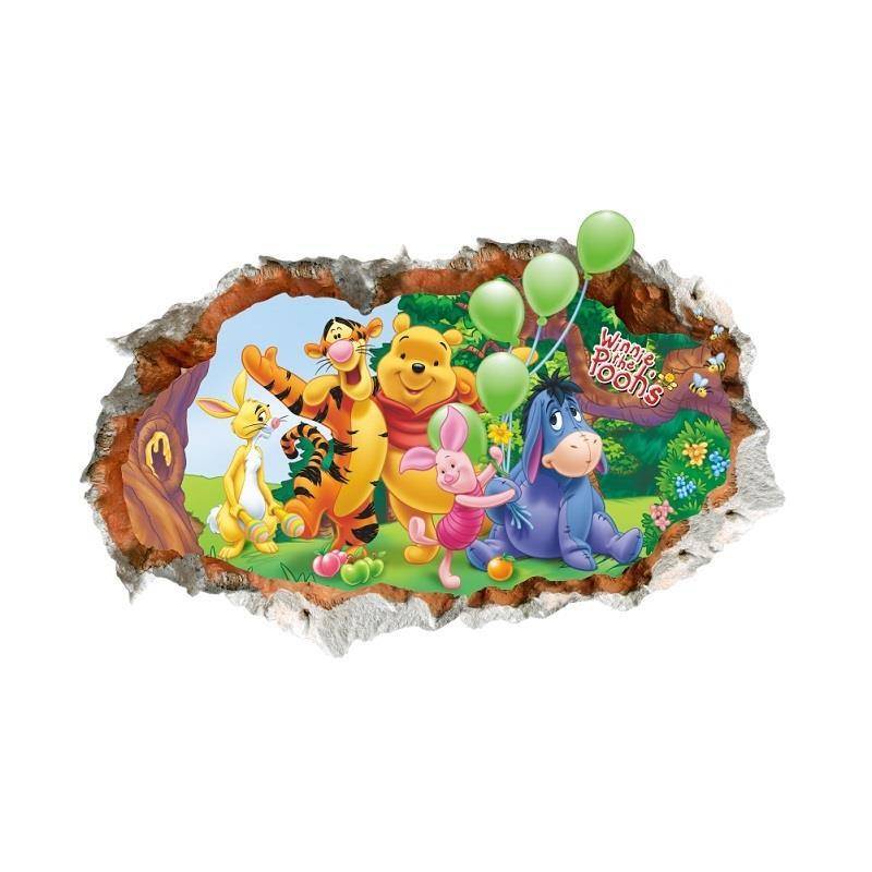 Disney winnie pooh gấu sticker trẻ em phòng bé giường lớp trang trí sticker phim hoạt hình mẫu giáo