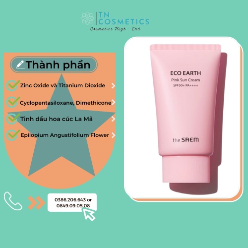 Kem Chống Nắng The SAEM Eco Earth Power Pink, KCN The SAEM SPF 50+ PA++++ 50g KCN154 | BigBuy360 - bigbuy360.vn