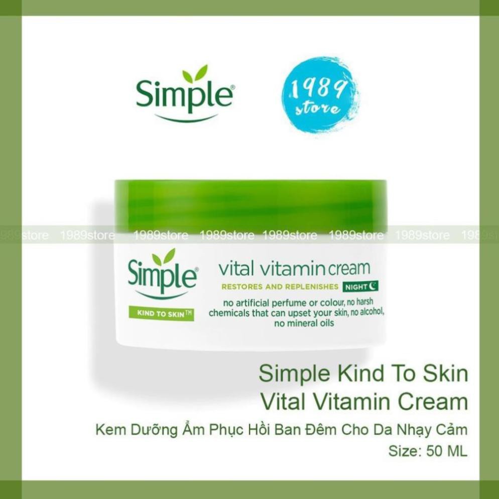 UK - Kem Dưỡng Ban Đêm Simple Vital Vitamin Cream - Dưỡng Ẩm và Phục Hồi Cho Da Nhạy Cảm 50ML