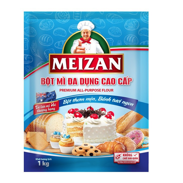 Bột mì đa dụng cao cấp Meizan gói 500gr/1kg , bột mì làm bánh trung thu, bánh ngọt mỳ sợi