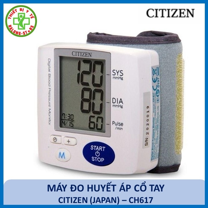 Máy đo huyết áp điện tử cổ tay Citizen CH617(Japan), Dụng cụ kiểm tra huyết áp tự động, chính xác, tin cậy[HalongStars]