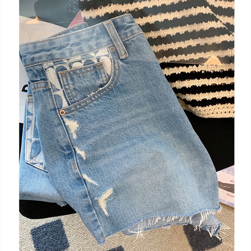 Quần Short Denim Dáng Chữ A Ống Rộng Lưng Cao Thời Trang Mùa Hè Hàng Mới Dành Cho Bạn Nữ