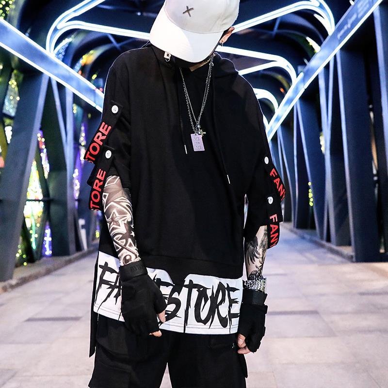 Áo Hoodie Tay Ngắn Form Rộng Phong Cách Hip Hop Cho Nam