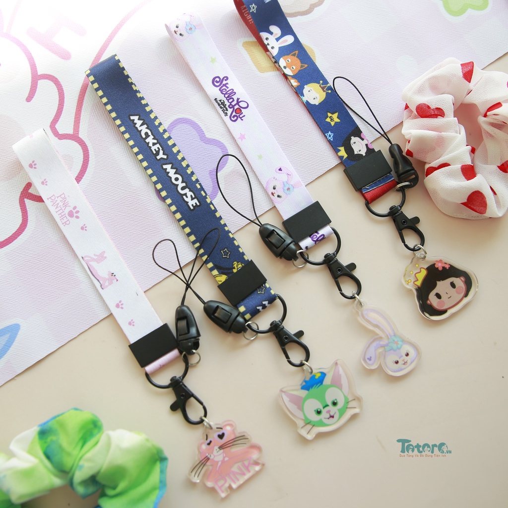 Dây đeo strap dài kèm tag Love My Best Friend - Naruto One Piece - Snoopy - Khủng Long Ngố - Vịt Donal
