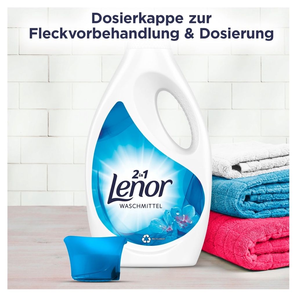 Lenor - Nước giặt dành cho quần áo trắng hương cây hoắc hương tự nhiên và gỗ tuyết trùng trắng, chai 1375m