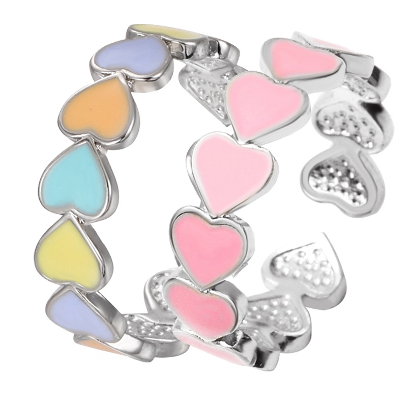 Nhẫn Kim Loại Hình Trái Tim Hồng Xinh Xắn Cho Nữ