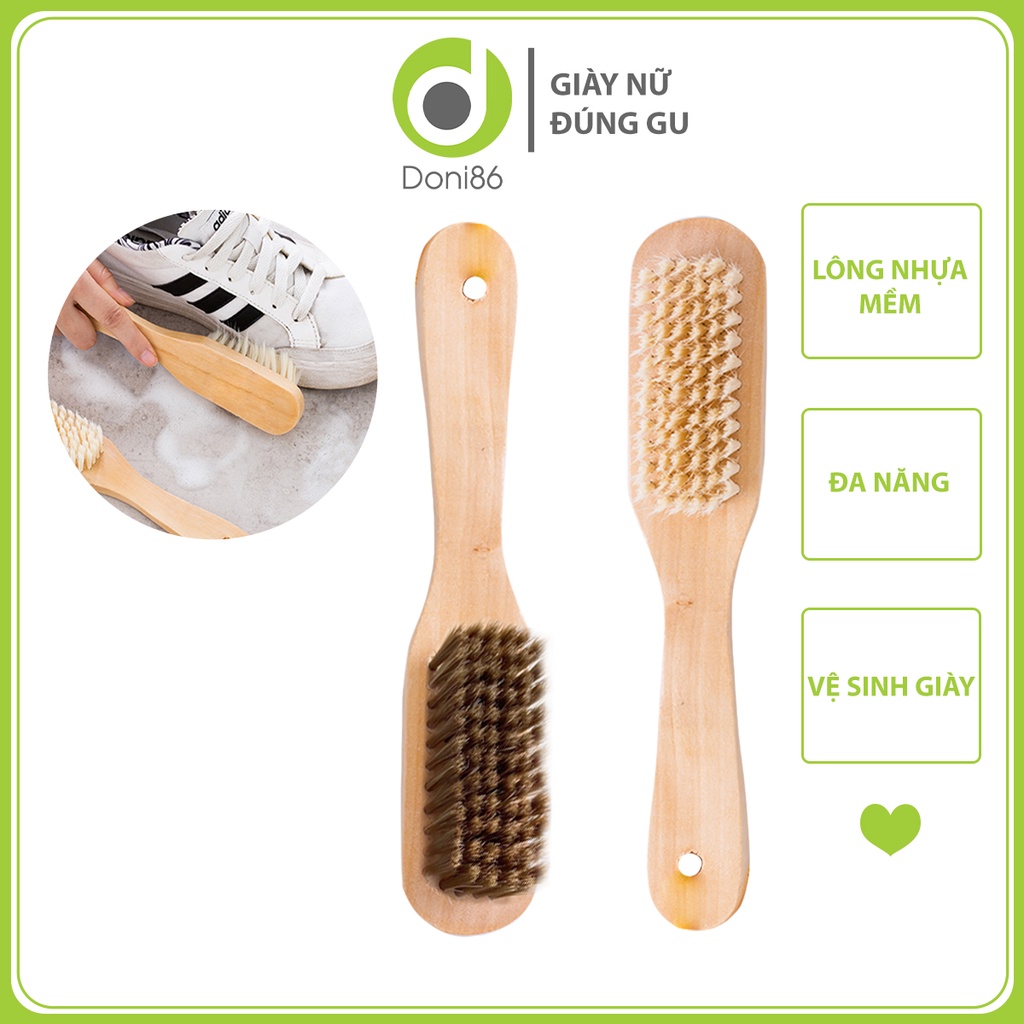Bàn chải đa năng cán gỗ, sợ lông nhựa tiện lợi sử dụng khi vệ sinh quần áo, giày dép - Doni - DOPK241
