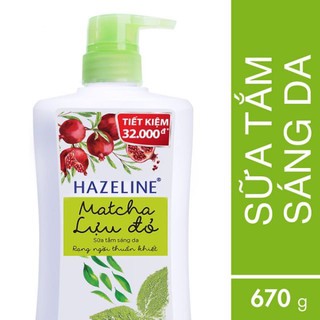 Sữa Tắm Hazeline Sáng Da Matcha Lựu Đỏ 670g (kèm vỏ quà giấy sang trọng)
