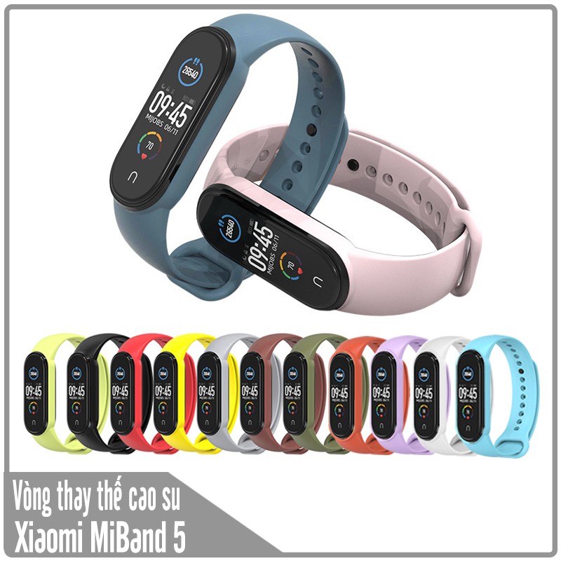 Dây đeo thay thế cho Xiaomi Miband 5 nhựa dẻo TPU Trơn nhiều màu