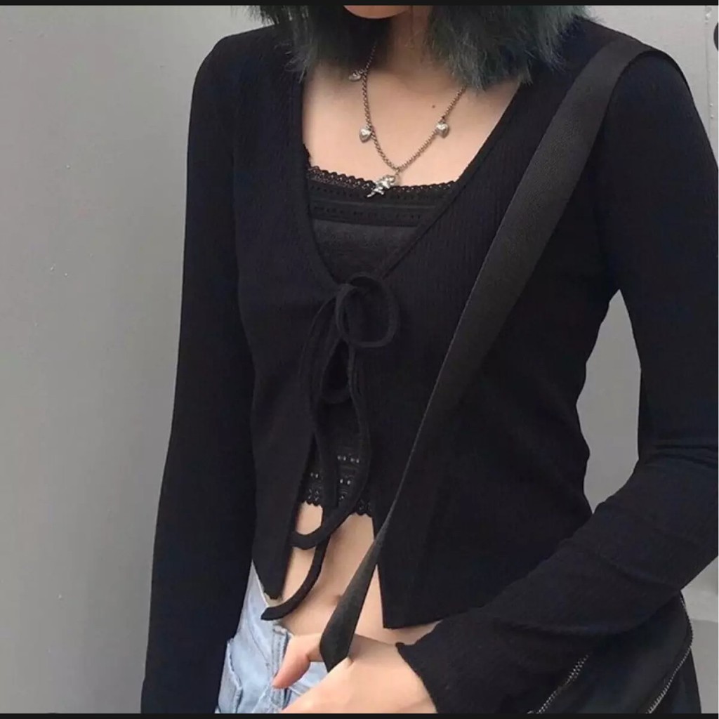 Áo Kiểu croptop tay dài Thun Gân Áo Khoác Cardigan Hàn Quốc Hot Trend Cực Xinh TTVA0011