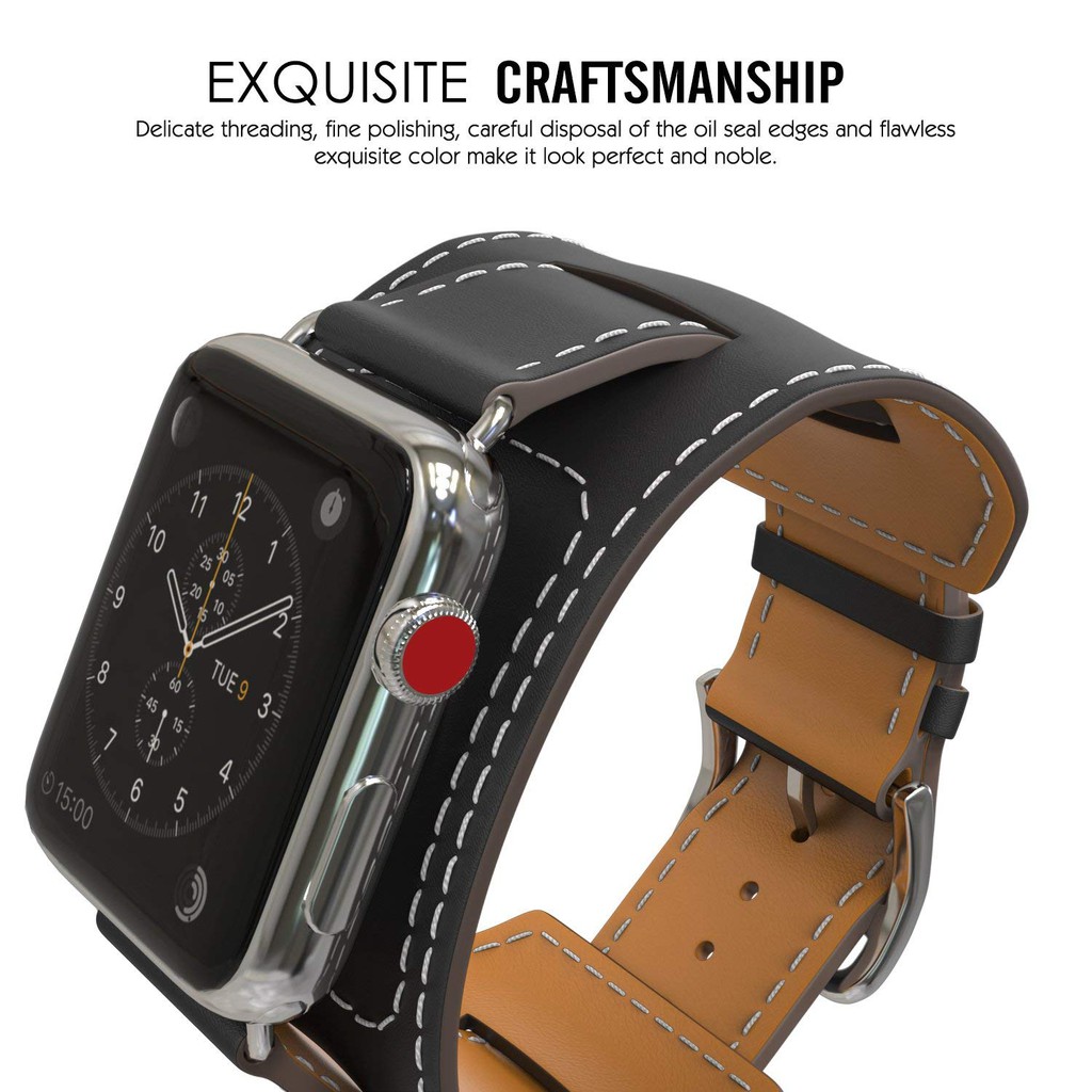 Dây đeo Apple Watch Strap 38/40mm 42/44mm Dây da mềm bền với nội thất có thể tháo rời cho iWatch Series SE 6/5/4/3/2/1