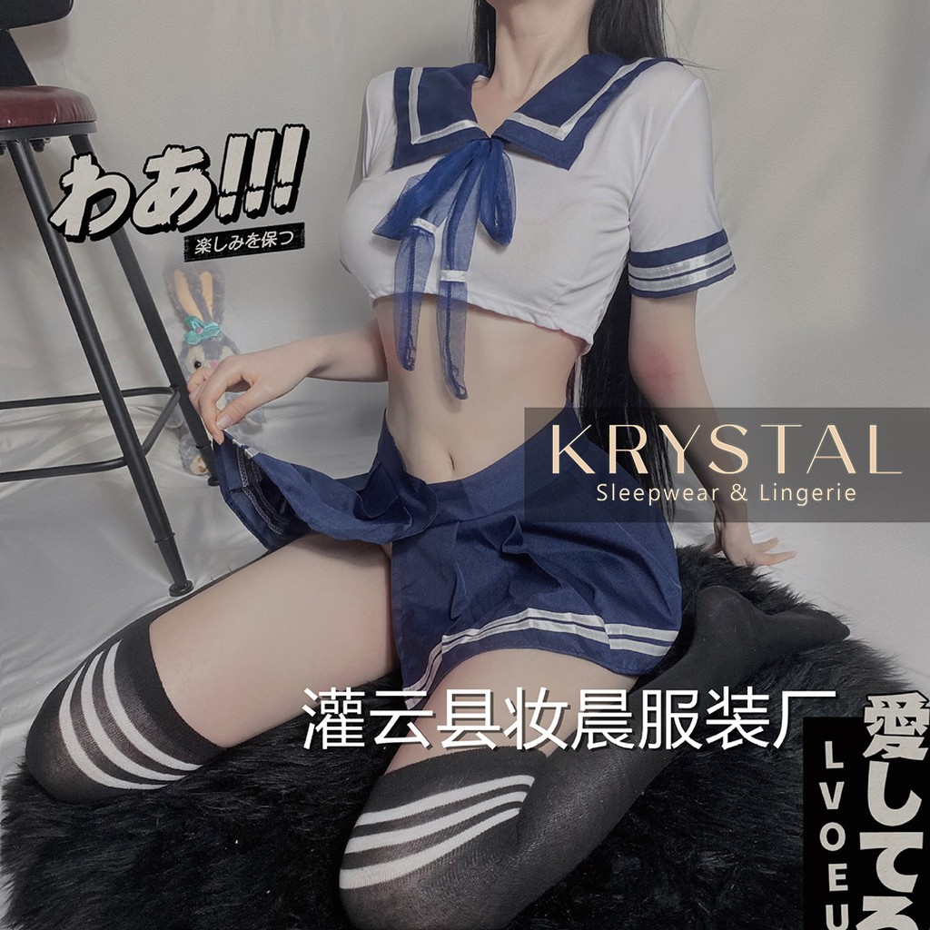 Bộ đồ cosplay học sinh màu xanh đen có tất KRYSTAL NK90 | WebRaoVat - webraovat.net.vn