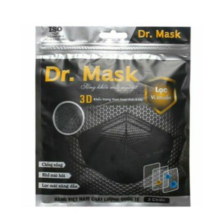 Khẩu trang 3D than hoạt tính Dr.Mask 4 lớp (Túi 3 chiếc)