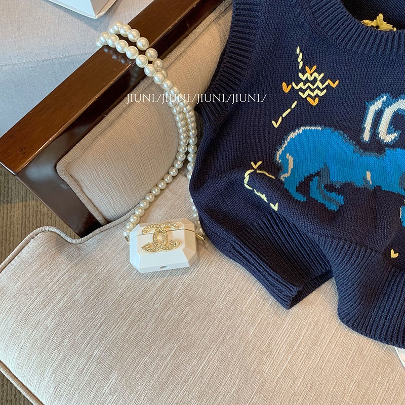 Áo Dệt Kim Không Tay Thêu Họa Tiết Xinh Xắn Theo Phong Cách Retro Dành Cho Nữ  tao bao